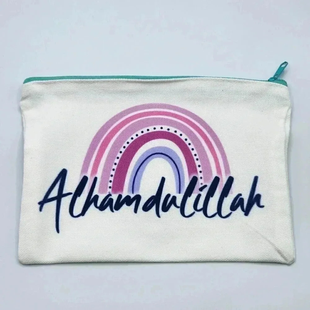 Alhamdulillah Canvas Zipper Pencil‎ Bag Makeup Bag Pouch Bag Handmade NWT